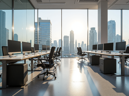 工作场景照片，办公室环境，团队协作的场景，现代办公桌椅